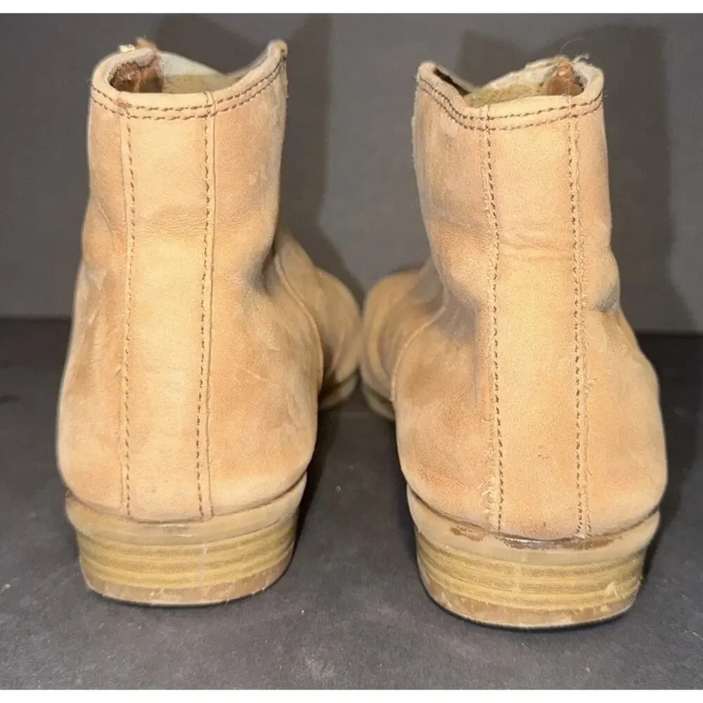 Aldo Booties Tan Leather Zip Up Size‎ 6.5 Boho Hippy Cottagecore